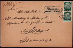 Elchingen über Aalen (Württ)  W-7080,  Landpost R2 klar auf Couvert ...