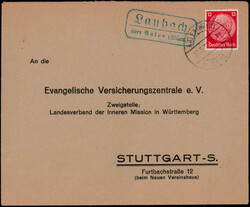 Laubach über Aalen (Württ)  W-7080, blauer Landpost R2 klar auf ...