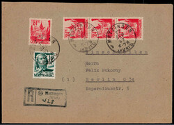 24 Pf. (4) und 12 Pf. Schiller auf portogerechtem Reco.-Brief  ...