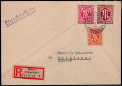 60 Pf. , 40 Pf. und 8 Pf. AM-Post auf portogerechtem Reco.-Brief mit ...