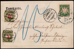 5 Pf. Wappen als EF. auf unterfrankierter Prägedruck-AK  ...