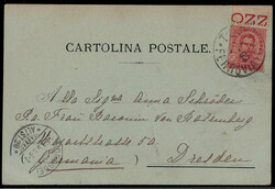 10 C. Umberto I. 1893 vom Oberrand (!) auf Mondscheinkarte "TURIN" ...