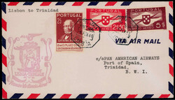 Erstflugbrief  "LISSABON - TRINIDAD" 6.2.41 mit entspr. Cachetstempel