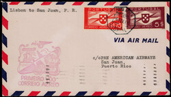 Erstflugbrief  "LISSABON - SAN JUAN" 6.2.41 mit entspr. Cachetstempel