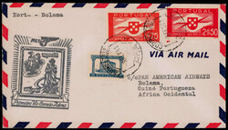 Erstflugbrief  "HORTA - BOLAMA"  3.2.41 mit entspr. Cachetstempel