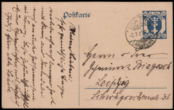 30 Pf. Wappen-GA mit Stegstempel  "DANZIG-LANGFUHR"  2.3.21 nach ...
