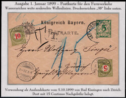 5 Pf. Rauten-GA als Auslandsverwendung mit K1  "BAD KISSINGEN" 1899 ...