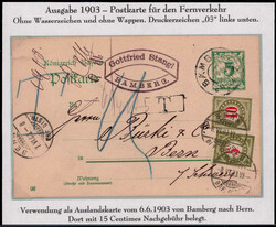 5 Pf. Rauten-GA als Auslandsverwendung mit K2  "BAMBERG" 1903 nach ...