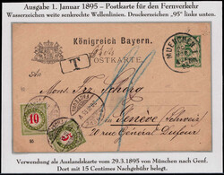 5 Pf. Rauten-GA als Auslandsverwendung mit K1  "MÜNCHEN" 1895 nach ...