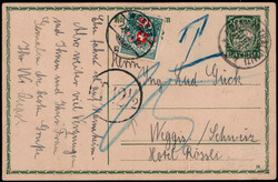 5 Pf. Wappen-Auslands-GA mit K2  "FRANKENTHAL" 1914 nach Weggis / ...