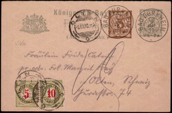 3 Pf. nebst 2 Pf. Rauten-Auslands-GA mit K2  "BAD DÜRKHEIM" 1910 ...