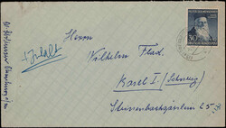 30+10 Pf. Wofa 1952 als EF. auf portogerechtem Auslandsbrief  ...