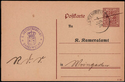 "HASENWEILER",  besserer K1 auf 5 1/2 Pf. Ziffern-GA  "K. Kameralamt" ...