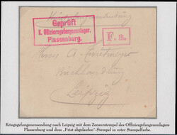 "PLASSENBURG",  roter R3  "GEPRÜFT K1 OFFIZIERSGEFANGENENLAGER ...