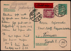30 Pf. Reichsadler als Zfr. auf 5 Pf. Schiller Express-GA mit ...