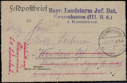 Gunzenhausen  W-8820,  violetter L3  "BAY. LANDSTURM INF. BAT. ...