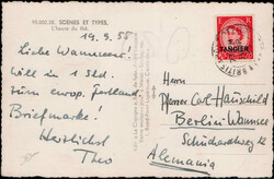 2 1/2 P. Elisabeth II 1952 als EF. auf Auslands-Postkarte  "Scenes et ...