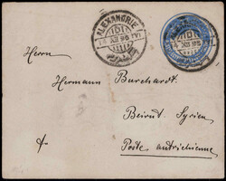 1 P. Auslands-GU Pyramide und Sphinx mit Stegstempel  "ALEXANDRIE" ...