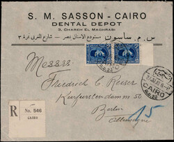 15 M. König Fuad (2) als MEF. auf Reco.-Auslandsbrief  "CAIRO R.D ...