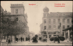 Sarajevo,  Cemalusagasse mit Pferdefuhrwerken 1908  I-II