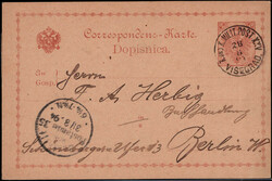 "VISEGRAD",  Militärpost K1 klar auf 2 Kr. Wappen-Auslands-GA 1894 ...