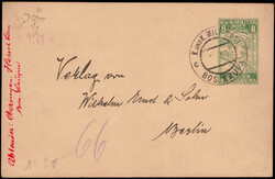 "BOS KRUPA",  Stegstempel klar auf 8 H. Auslands-GA 1917 nach Berlin