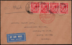 1 P. George V. (4) als MEF. auf Lupo.-Auslandsbrief mit rotem ...