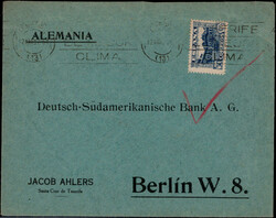 50 H. Städtebilder 1936 als EF. auf Auslandsbrief  "TENERIFFA" 1937 ...