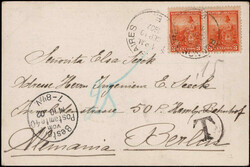 3 C. Freim. 1899 (2) auf unterfrankierter Auslands-AK  "RIO IGUAZA" ...