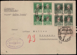 3 C. und 10 C.  1.Jahrestag der Revolution 1931 je in 4er.-Blöcken ...