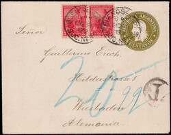 5 C. Freim. 1899 (2) als Zfr. auf 5 C. Bild-GU  "USHUAIA BAJO LA ...