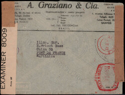 1600 R. AFS auf Zensur-Auslandsbrief  "SAO PAULO" 1943 nach ...