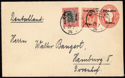 Gesiegelter 1d. Auslands-GU Georg V. mit Zfr. und K1  "KOLMANNSKOP" ...