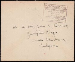 "DIPLOMATIC MAIL LIMA",  R7 auf portofreiem Auslandscouvert 1935 nach ...