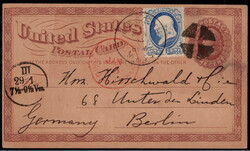 1 C. Franklin 1870 als Zfr. auf 2 C. Auslands-GA  "BOSTON" nebst ...