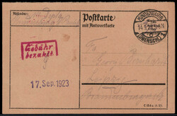 "HINDENBURG (OBERSCHL. 1)",  Stegstempel nebst rotem R2  "GEBÜHR ...