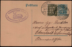 Reichelsheim  W-6101,  10 Pf. Ziffern als Zfr. auf 30 Pf. Germania-GA ...
