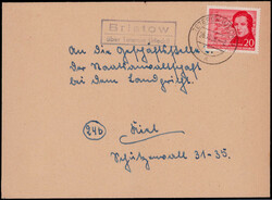 Bristow über Teterow (Meckl.)  O-2051,  violetter Landpost R2 klar ...