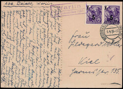 Warlin über Neubrandenburg (Meckl.)  O-2000,  violetter Landpost R2 ...