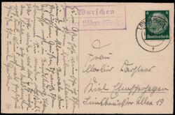 Wurschen über Löbau (Sachs)  O-8601,  violetter Landpost R2 klar ...