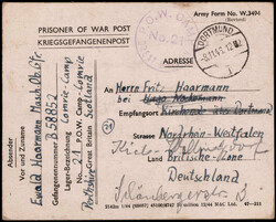 Dortmund  W-4600,  Stegstempel  "DORTMUND 1" nebst violettem K1  "P.O ...