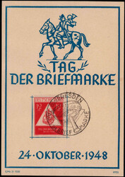 12+3 Pf. Tag der Briefmarke 1948 auf entsprechender Postkarte  ...