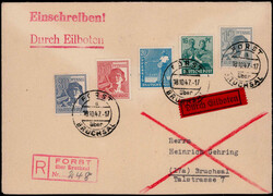 80 Pf. nebst vier weiteren Arbeiterwerten auf portogerechtem Reco ...