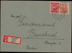 Wiesental (Baden)  W-6833,  60 Pf. Ziffern und 24 Pf. Arbeiter auf ...