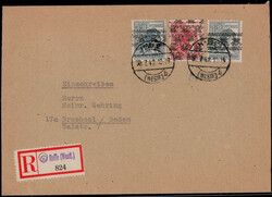 12 Pf. Bandaufdruck mit kopfstehendem Aufdruck nebst 12 Pf. Band.- ...