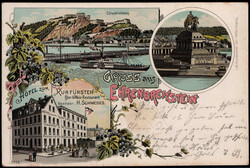 Koblenz - Ehrenbreitstein  W-5400,  "Gruss aus" - Litho mit Hotel zum ...