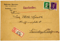 40 Pf. Lessing und 5 Pf. Schiller mit Firmenlochung auf Reco ...