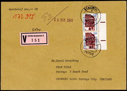 550 Pf. SWK im senkrechten Randpaar als MEF. auf Wertbrief  "WERT 400 ...