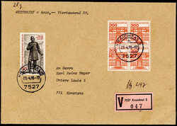 300 Pf. Burgen u. Schlösser im 4er.-Block nebst weiterem 30 Pf. Wert ...