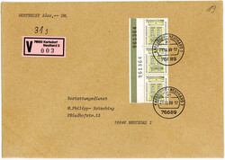 700 Pf. SWK im senkrechten Rand-3er.-Streifen als MEF. auf Wertbrief  ...